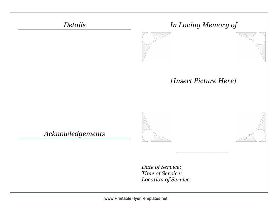 Memorial Service Pamphlet Template, Page 1