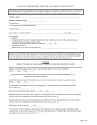 Document preview: Facility Worksheet for the Live Birth Certificate