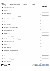 Document preview: Subtracting Multiples of Ten (Word) Worksheets With Answers