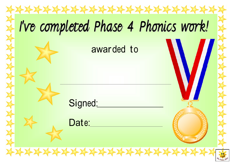Completion Phases 2-6 Phonics Work Award Certificate Template, Page 3