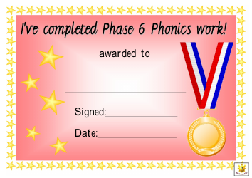 Completion Phases 2-6 Phonics Work Award Certificate Template, Page 5