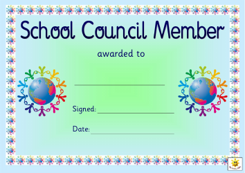 Document preview: School Council Member Award Certificate Template