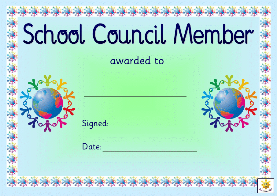 &quot;School Council Member Award Certificate Template&quot; Download Pdf