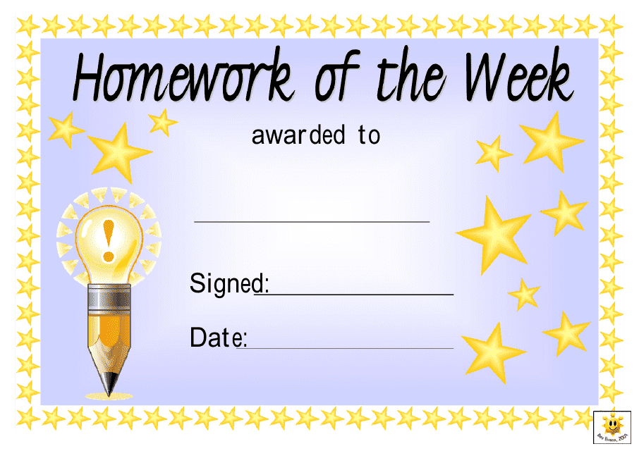 &quot;Homework of the Week Award Certificate Template - Grey&quot; Download Pdf