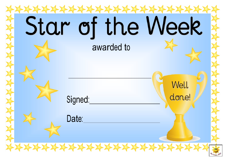 Star of the Week Award Certificate Template - Blue, Page 1