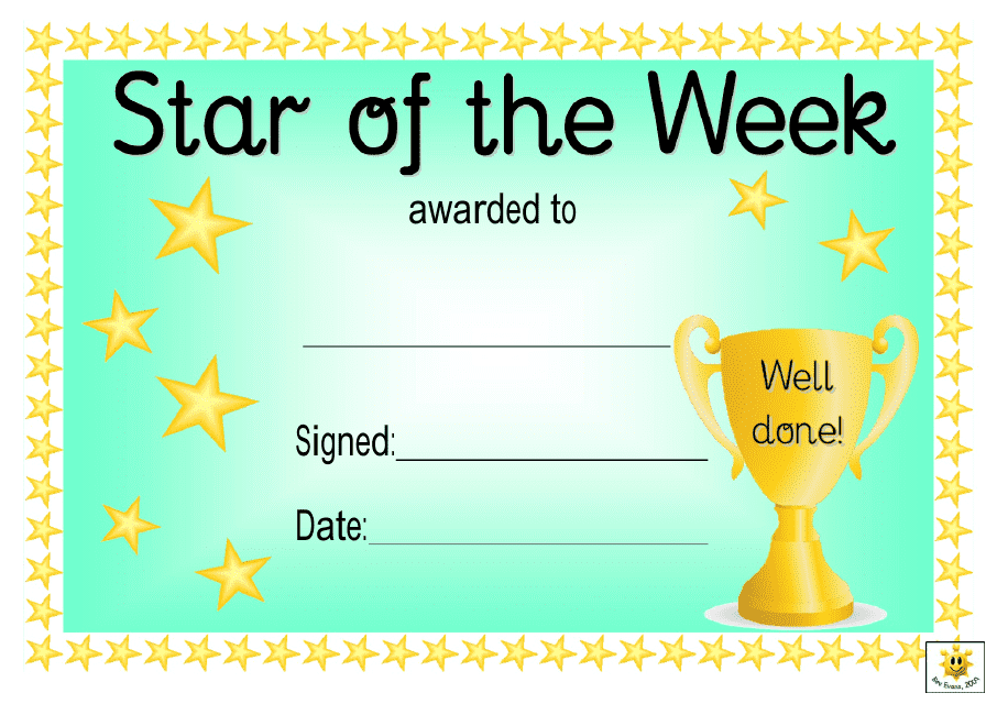 Star of the Week Award Certificate Template - Green Download Pdf