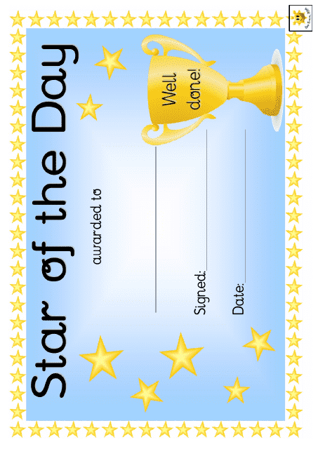 Star of the Day Award Certificate Template - Blue Download Pdf