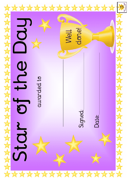 Star of the Day Award Certificate Template - Purple