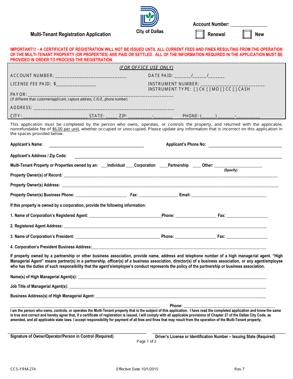 Form CCSFRM274 Fill Out, Sign Online and Download Printable PDF