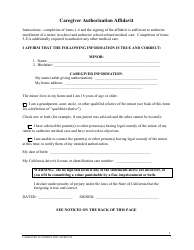 Caregiver Authorization Affidavit Form - California