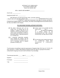 Louisiana Affidavit of Compliance Download Printable PDF | Templateroller