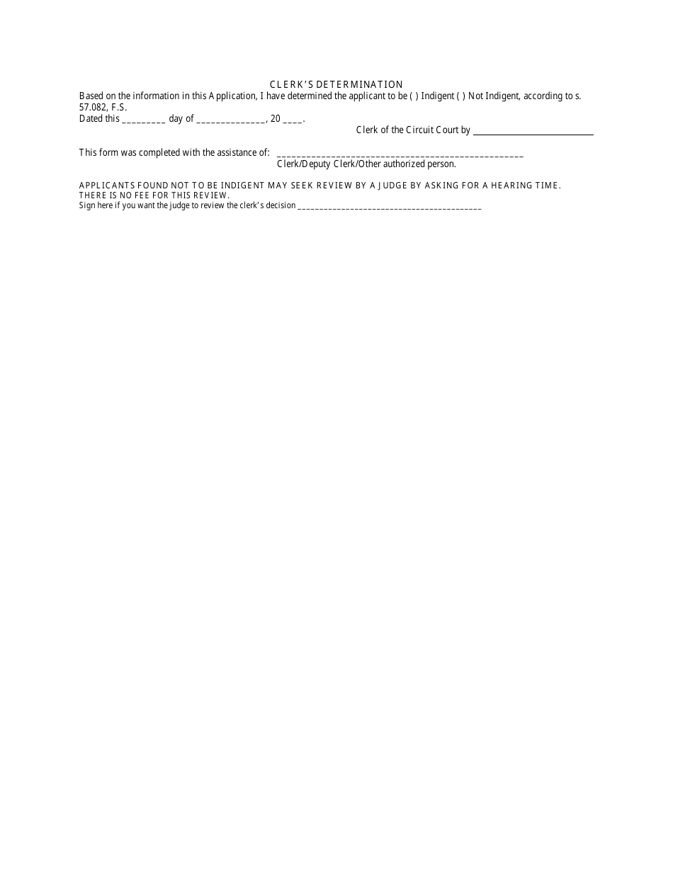 Florida Application For Determination Of Civil Indigent Status Fill Out Sign Online And 1155