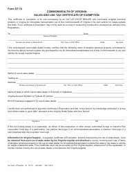 Document preview: Form ST-14 Out-of-State Resale Dealer Exemption Certificate - Virginia
