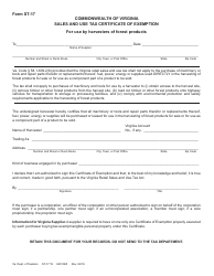 Document preview: Form ST-17 Forest Harvesters Exemption Certificate - Virginia