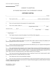 Form DSS-5190 &quot;Consent to Adoption by Parent Who Is Not the Stepparent's Spouse (Stepparent Adoption)&quot; - North Carolina