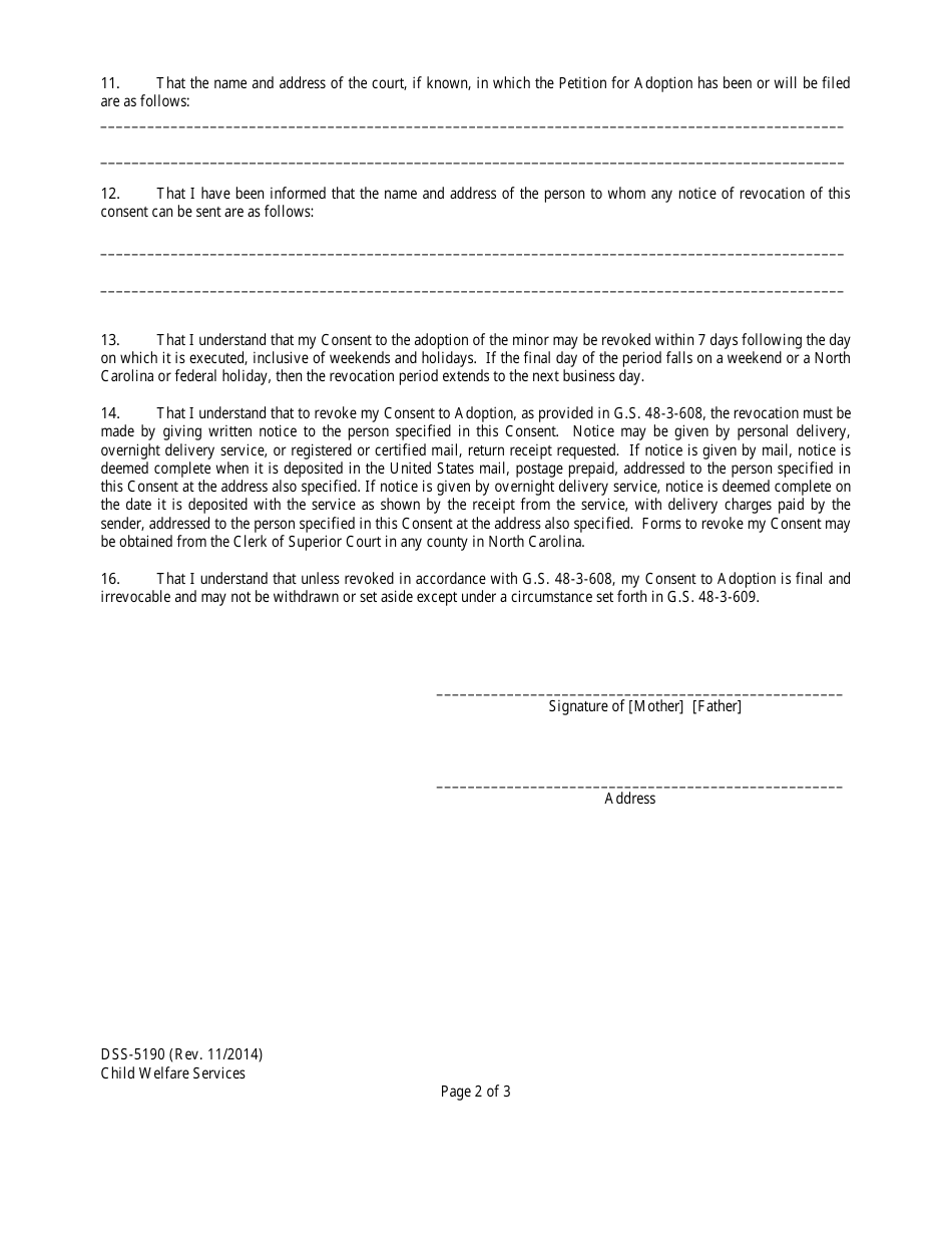 Form DSS-5190 - Fill Out, Sign Online and Download Fillable PDF, North ...