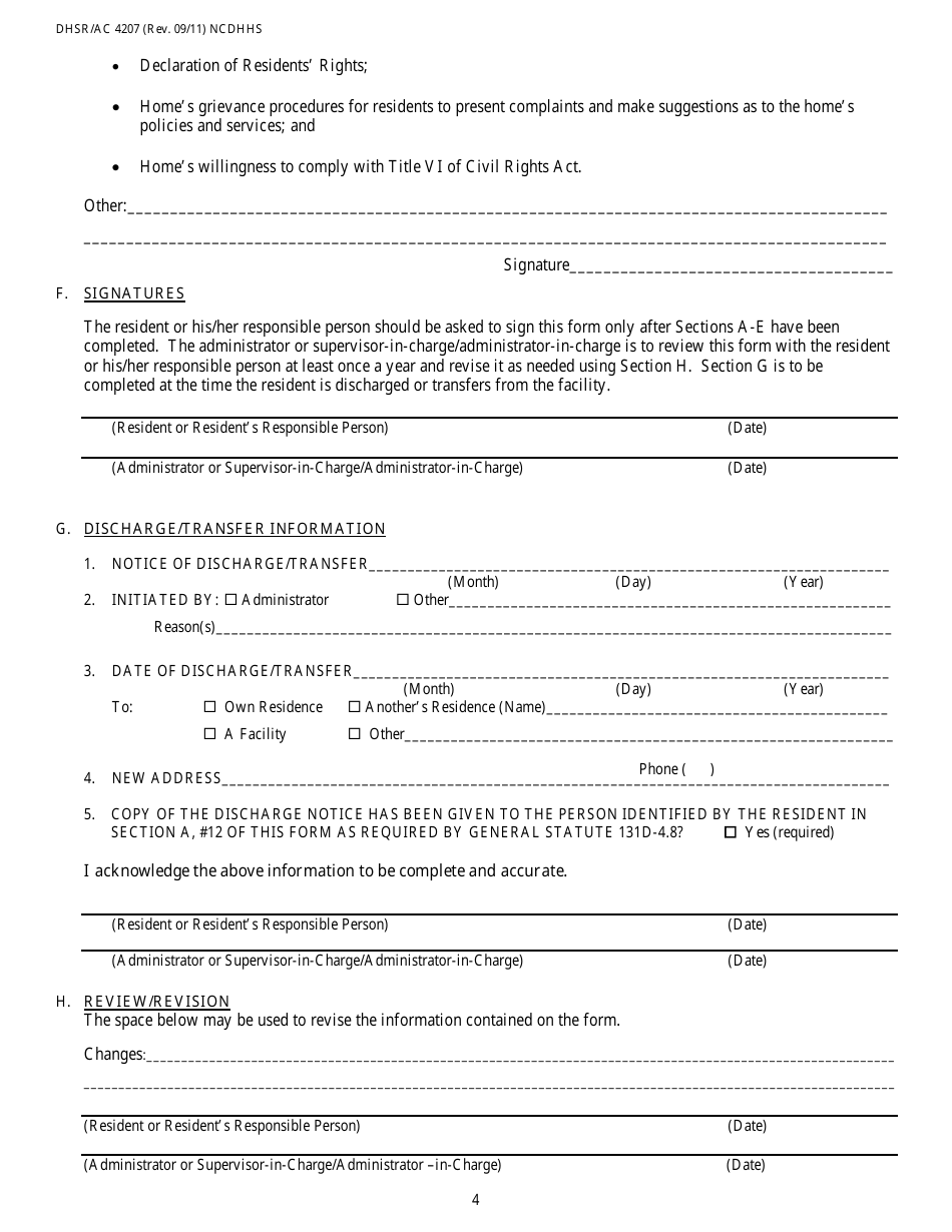 Form 4207 Resident Register Form - North Carolina, Page 4