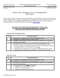 Form 8 &quot;Nurse Aide I Training Faculty Requirements Worksheet&quot; - North Carolina