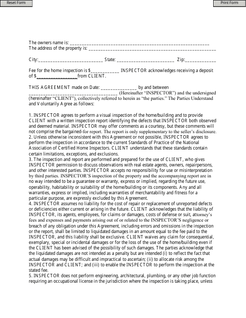Home Inspection Contract Form
