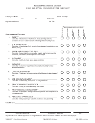 &quot;Bus Driver Evaluation Report Form - Jackson Public School District&quot;