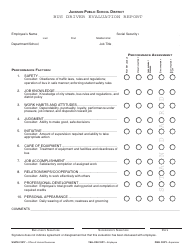 Bus Driver Evaluation Report Form - Jackson Public School District ...