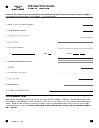 Form MW506FR &quot;Employer Withholding Final Return&quot; - Maryland