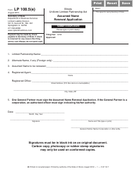 Document preview: Form LP108.5(E) Assumed Name Renewal Application - Illinois