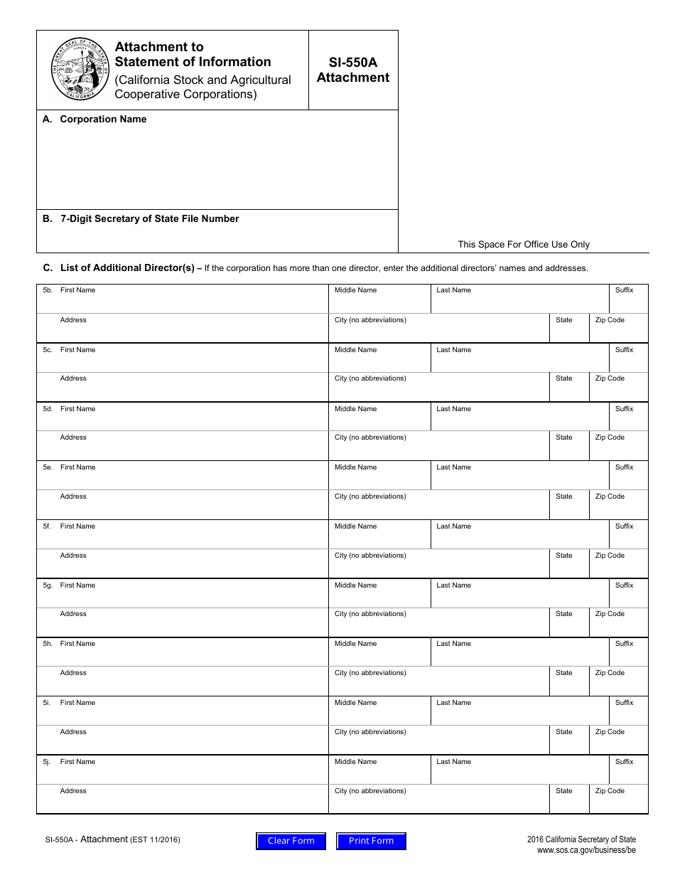 Form Si 550a Fill Out Sign Online And Download Fillable Pdf California Templateroller 8566