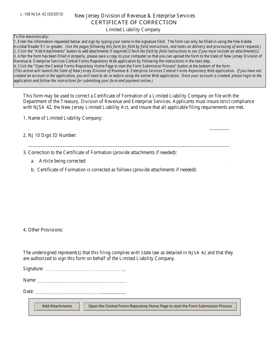 Form l108 Fill Out, Sign Online and Download Printable PDF, New Jersey Templateroller