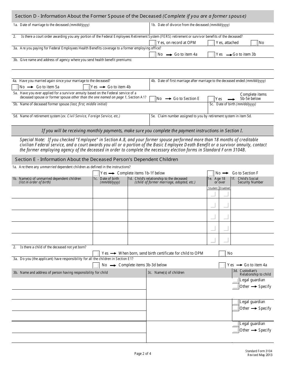 Form SF3104 Fill Out, Sign Online and Download Fillable PDF Templateroller