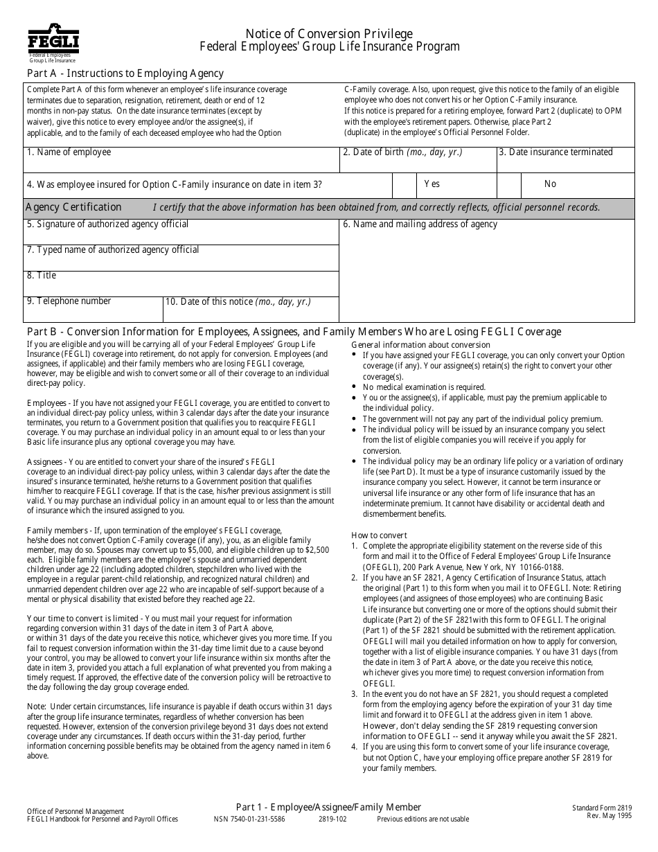 Form SF-2819 - Fill Out, Sign Online and Download Fillable PDF ...