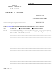 Form MNP-9 Certificate of Amendment - Maine