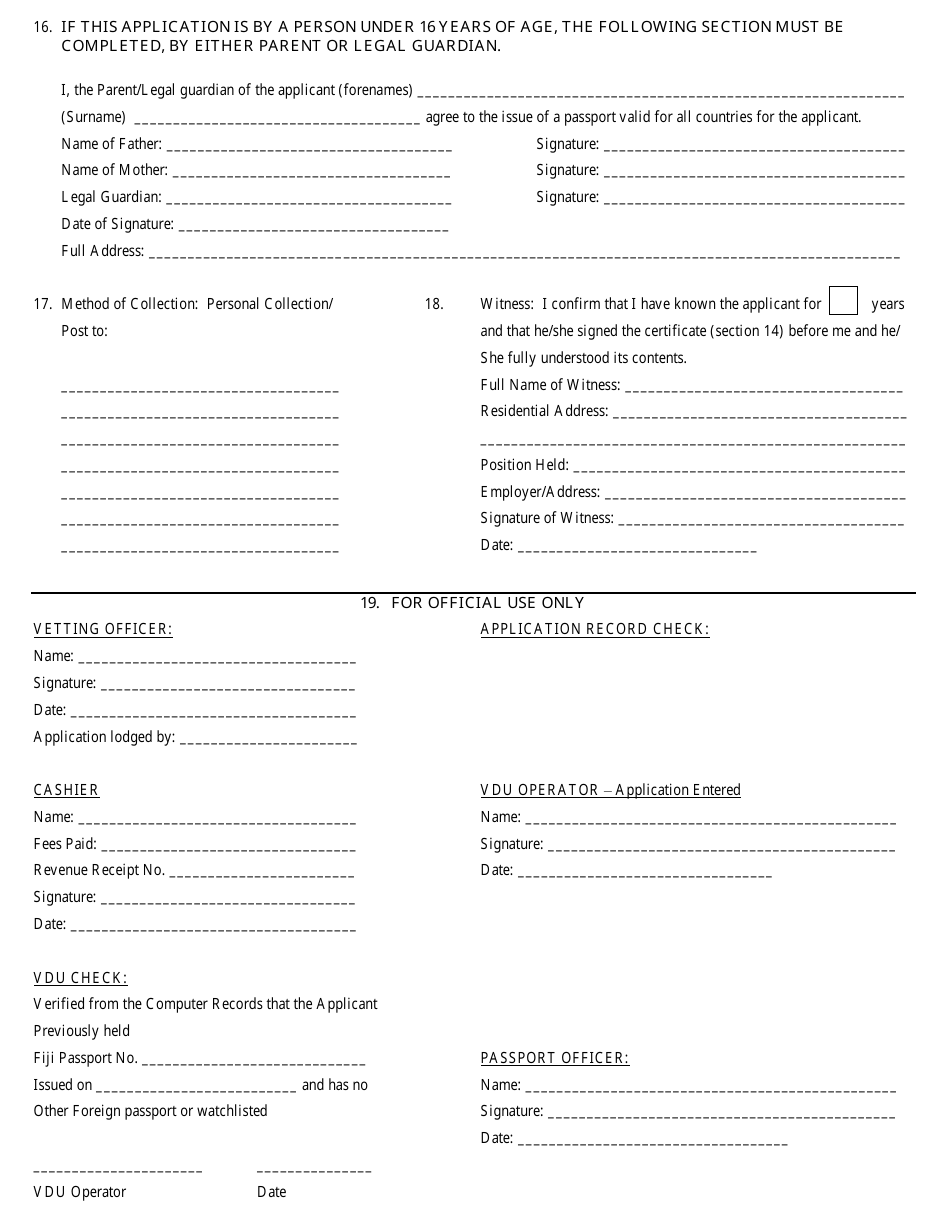 Fiji Application Form for a Fiji Passport Fill Out, Sign Online and