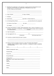 &quot;Indian Visa Application Form for Pakistani Nationals - Embassy of India&quot; - Canton of Bern, Switzerland, Page 2