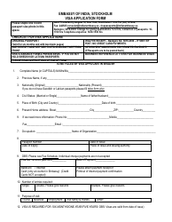 Document preview: Indian Visa Application Form - Embassy of India - Stockholm, Sweden