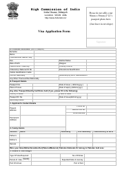Indian Visa Application Form - High Commission of India, London, Uk - United Kingdom
