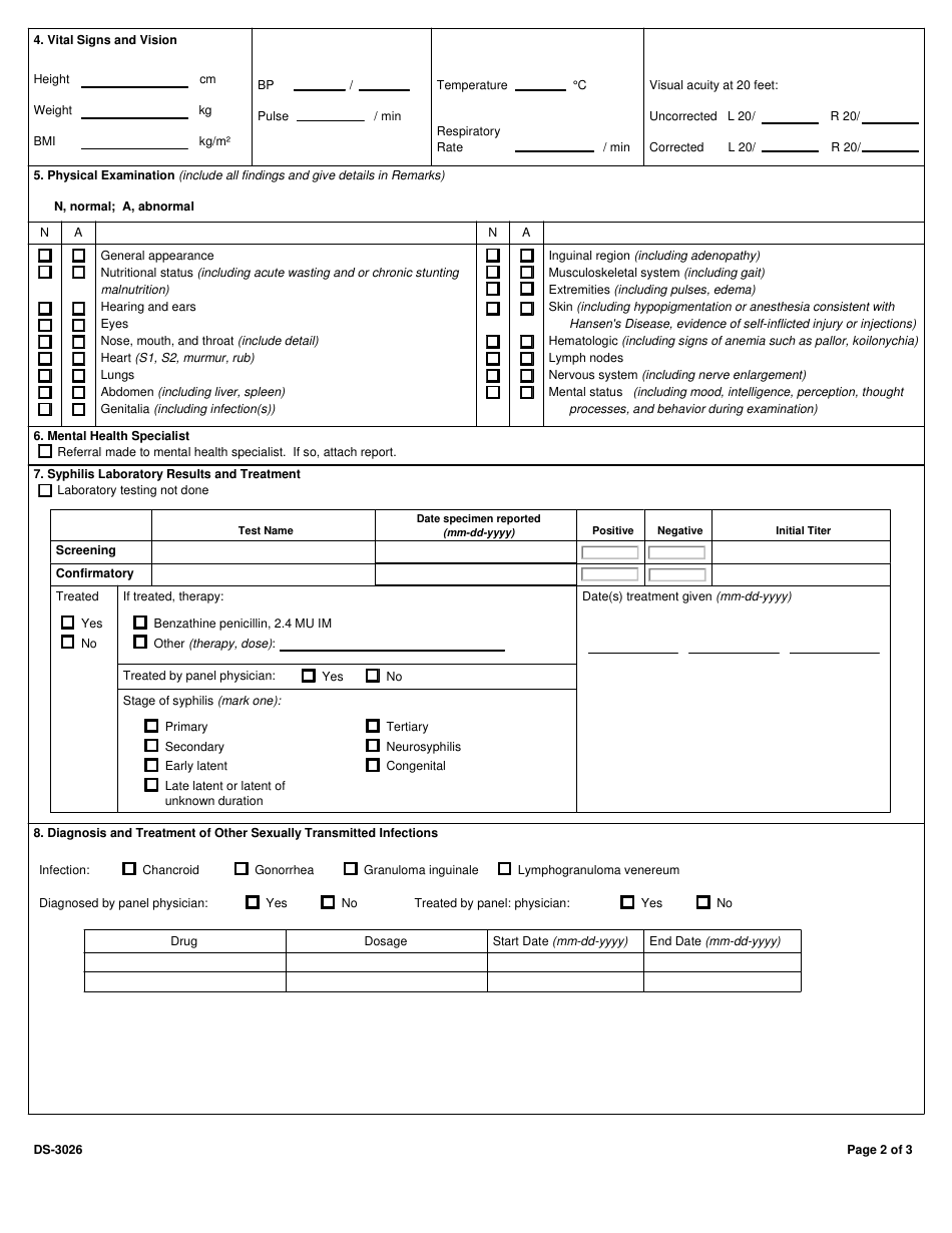 Form DS-3026 - Fill Out, Sign Online and Download Fillable PDF ...