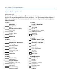 Optimum Nutrition Questionnaire Template