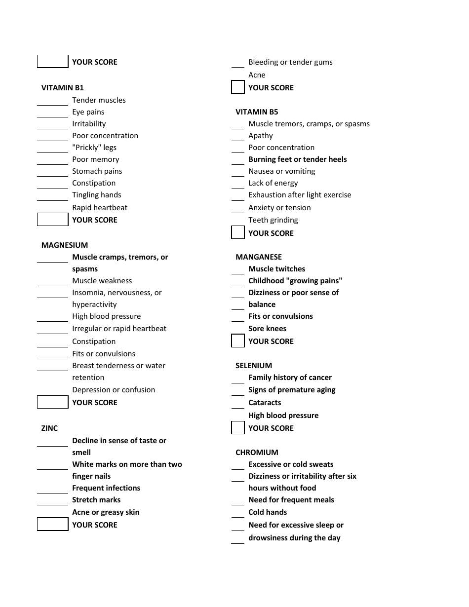 Optimum Nutrition Questionnaire Template Download Printable Pdf 