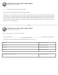 Document preview: Form 50548 Licensed Child Care Center/Home Consent Form - Indiana