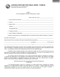 Document preview: State Form 96 Contractor's Bid for Public Work - Indiana