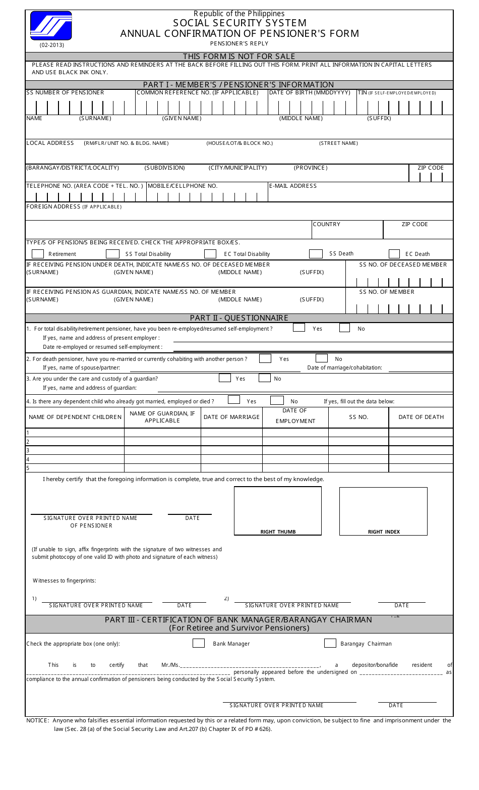 philippines annual confirmation of pensioners form