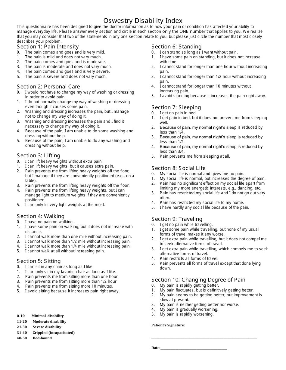 Printable Msp Questionnaire