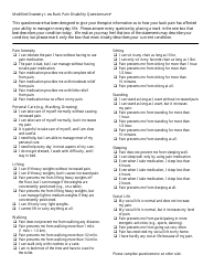 Modified Oswestry Low Back Pain Disability Questionnaire Form