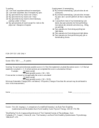 Modified Oswestry Low Back Pain Disability Questionnaire Form, Page 2