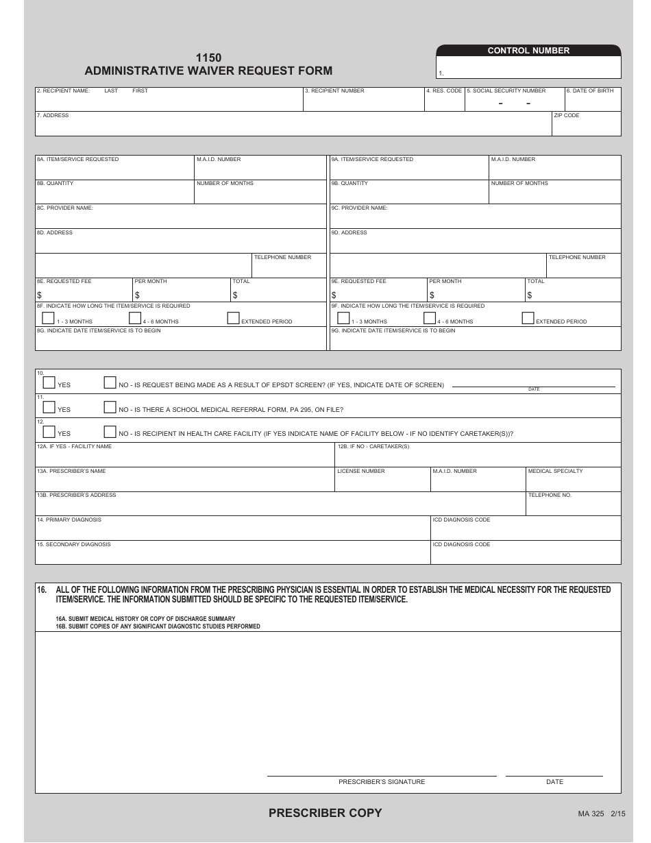 Form MA325 1150 Administrative Waiver Request Form - Pennsylvania, Page 4