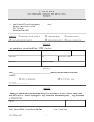 Form 595-1396 &quot;DHS Criminal History Record Check - Form B&quot; - Iowa