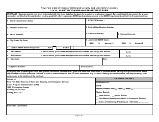 Document preview: Local Assistance Mwbe Waiver Request Form - New York