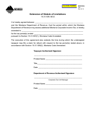 Document preview: Form ESL Extension of Statute of Limitations - Montana