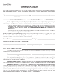 Document preview: Form FT-200 Certificate of Exemption - Virginia
